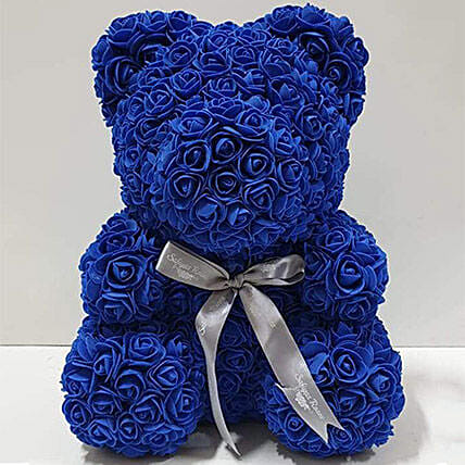 Artificial Dark Blue Roses Teddy: Rose Teddy Bears