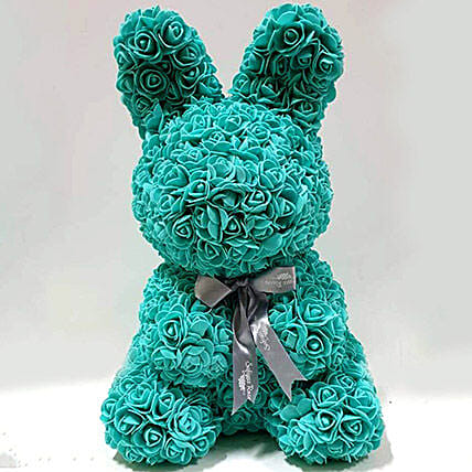 Artificial Roses Sky Blue Rabbit Toy: 
