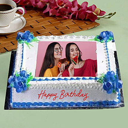 Birthday Floral Photo Cake: Customized Cakes in Dubai