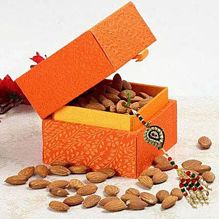 Box of Almonds with Lumba Rakhi: Rakhi 