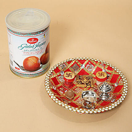 Gulab Jamun and Pooja Thali Combo: Diwali Sweets 