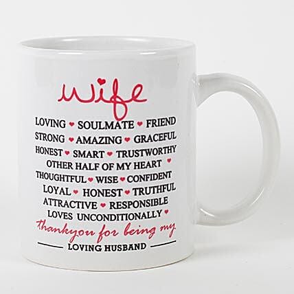 Loving Wife Printed White Mug: Karwa Chauth Personalised Gifts
