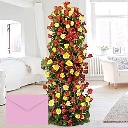 Luxurious Red and Yellow Roses Arrangement: Flowers & Greeting Cards 