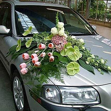Premium Car Decoration: Wedding Flowers 