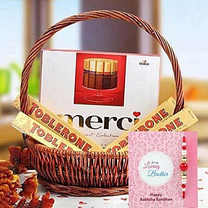 Rakhi with A Gift of Perfection: Rakhi With Chocolates 