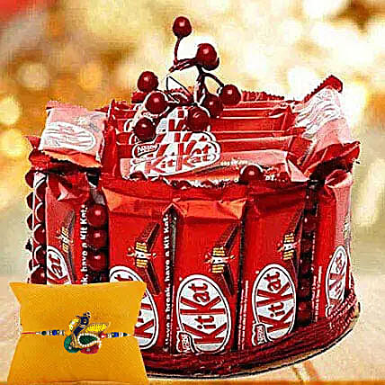 Rakhi with Kitkat Hamper: Rakhi With Chocolates