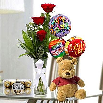 Stunning Delight: Flowers & Teddy Bears