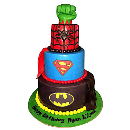 Superheroes Revisited Cake: Red Velvet Cake Dubai