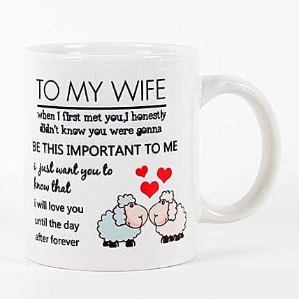 To My Wife Printed White Mug: Karwa Chauth Personalised Gifts