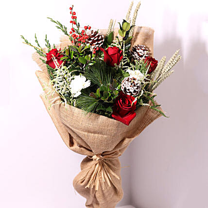 Elegant Jute Wrapped Flowers: Christmas Flowers to Abu Dhabi