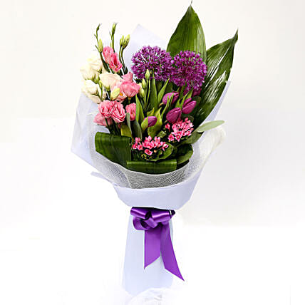 Tulip and Eustoma Mixed Floral Bouquet: 