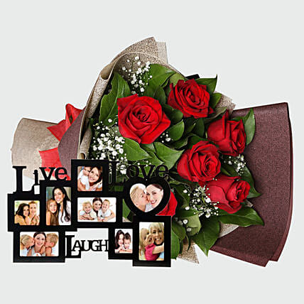 Roses Bouquet and Personalised Frame: 