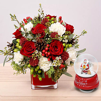 Flower Arrangement With Santa Masterpiece: Christmas Flowers