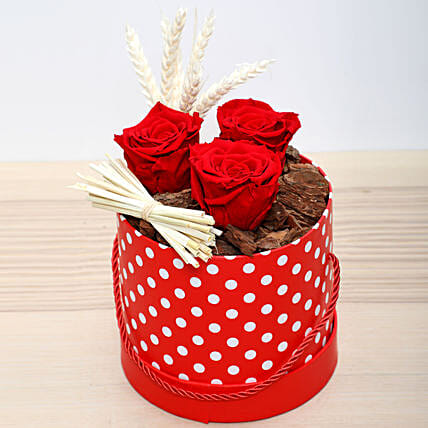 Red Forever Roses in Red Box: Flower in a Box