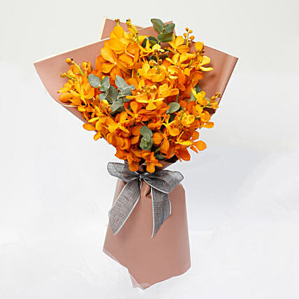 10 Orange Mokara Orchids Bunch: 
