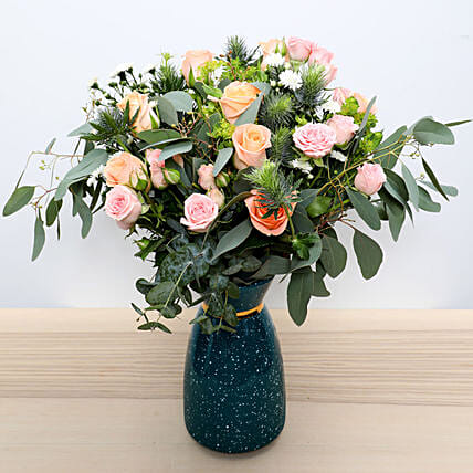 Pastel Coloured  Roses Vase: Mothers Day Flowers to Sharjah