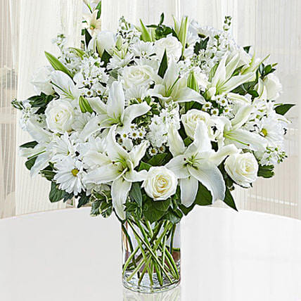 Fresh White Flowers Vase: Sympathy & Funeral Flowers