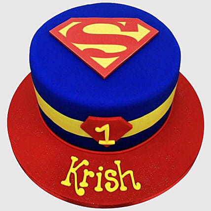 Superman Logo Fondant Cake: 1st Birthday Cakes