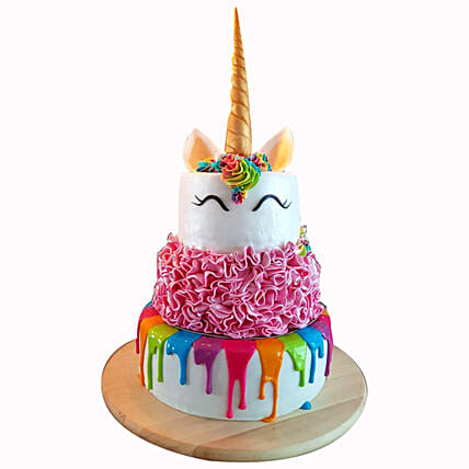 Happy Unicorn 3 Layered Cake: Baby Shower Cakes