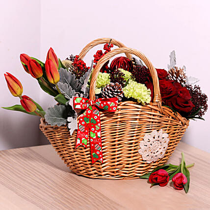 Basket Of Beautiful Flowers: Christmas Flowers to Dubai