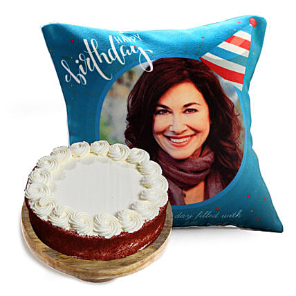 Birthday Cushion and Red Velvet Cake: Personalized Gifts Abu Dhabi