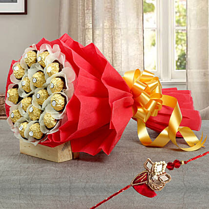 Chocolate bouquet with Rakhi: Rakhi Gifts for Brother