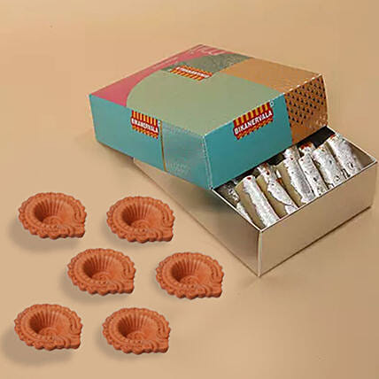 Kaju Roll and Diyas Combo: Diwali Sweets 