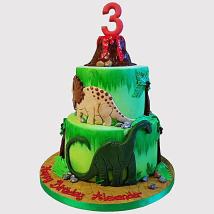 Volcano Jungle Cake: Dinosaur Cakes