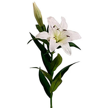 2 Stems of Artificial White Stargazer Lily: Artificial Flowers 