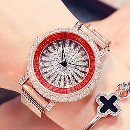 Korean Diamond Star Rose Gold Watch: 