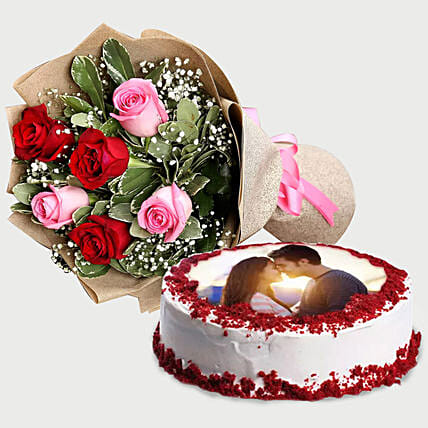 Beautiful Flowers Bouquet & Cake: Photo Cakes