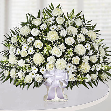 Luxurious White Flower Arrangement: Sympathy & Funeral Flowers