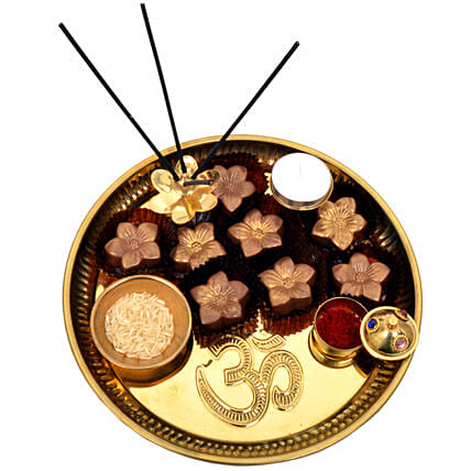 Golden Brown Raksha Bandhan Tray: Rakhi in Sharjah