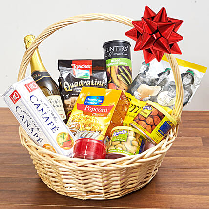Sparkling Juice and Snacks Basket: Mothers Day Hamper