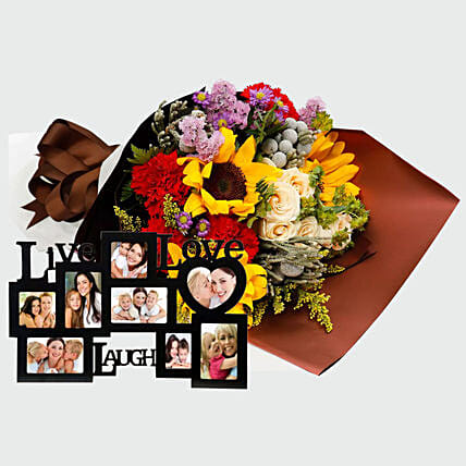 Flower Bouquet and Personalised Frame: 