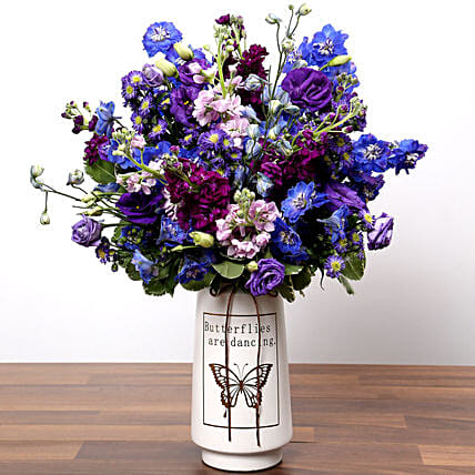 Purple and Blue Flower Arrangement: Premium Flowers