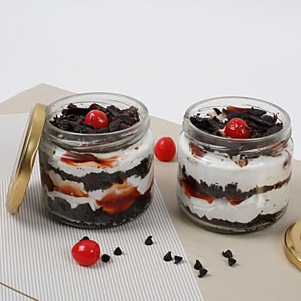 Set of 2 Tempting Black Forest Jar Cakes: Birthday Gifts for Him