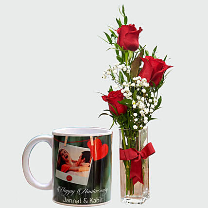 Lovable Roses and Personalised Mug: Flowers N Personalised Gifts 