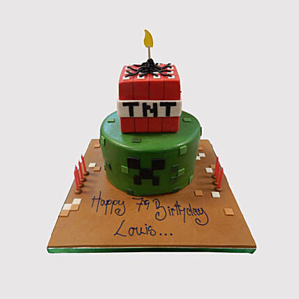 2 Tier Minecraft Cake: Minecraft Birthday Cakes