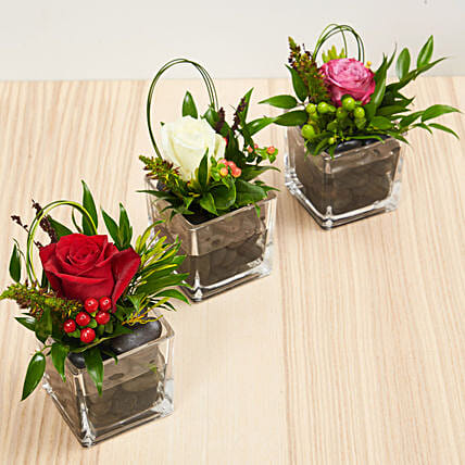 Set Of 3 Flower Vase Arrangements: Get Well Soon Flowers