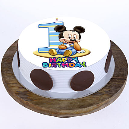 Bday Mickey Mouse Cake: 1st Birthday Cakes