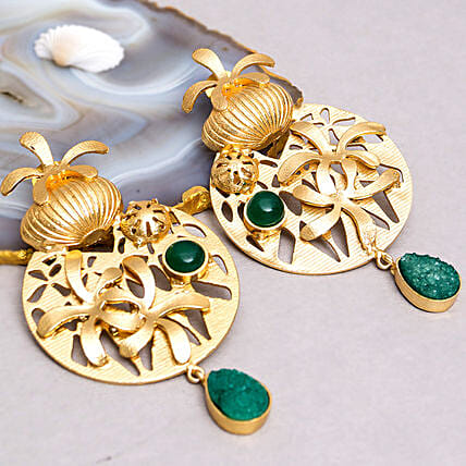Classic Gold Toned Drop Earrings: Artificial Jewellery