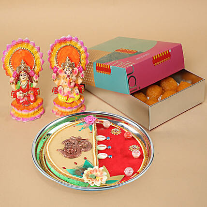 Motichoor Laddoo & Pooja Thali Combo: Diwali Gifts 2020
