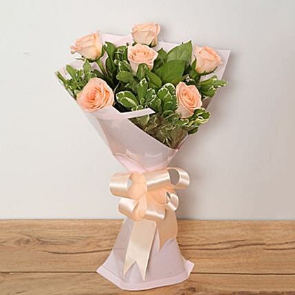 Bouquet Of Peach Roses: Mothers Day Flowers