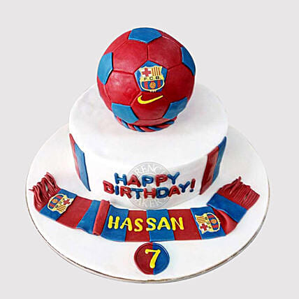 FC Barcelona Theme Cake: Football Theme Cake