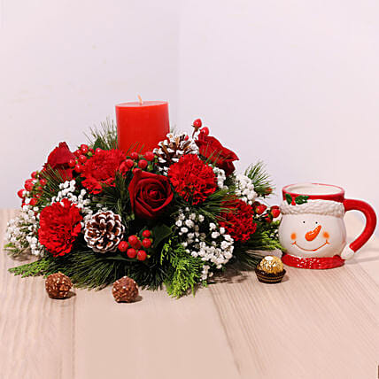 Beautiful Flower Arrangement And Mug: Christmas Flowers to Umm Al Quwain