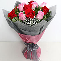 Pink and Red Roses Grand Bouquet: Valentines Gifts
