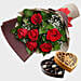 Admirable Red Roses and Godiva Chocolates