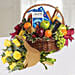 Chocolates & Fruit Basket With Yellow Roses