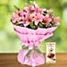 Pink Flowers Bouquet and Godiva Chocolate Combo